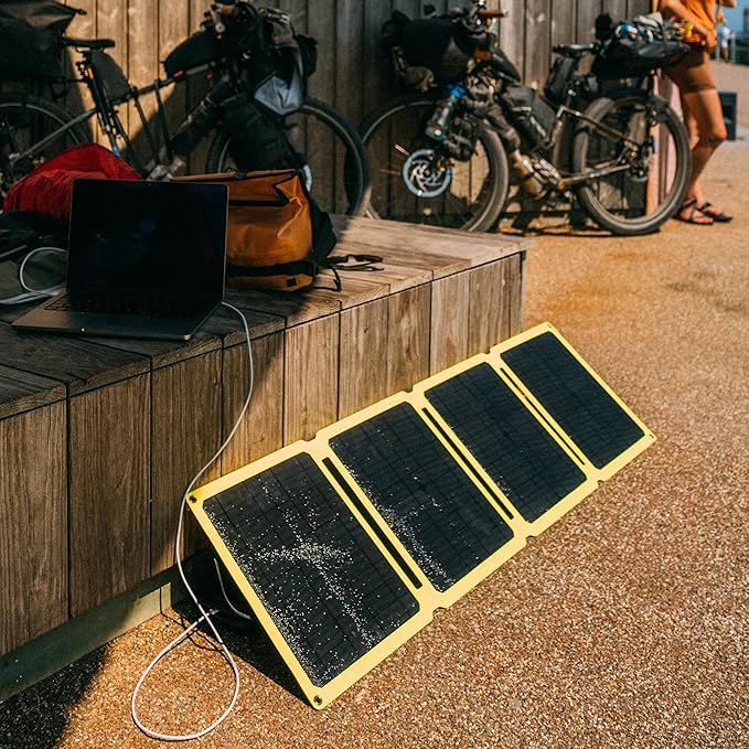 SunJack ??60 Watt Foldable Solar Panel, ETFE Waterproof Portable Solar Panel with Kickstands, USB-C