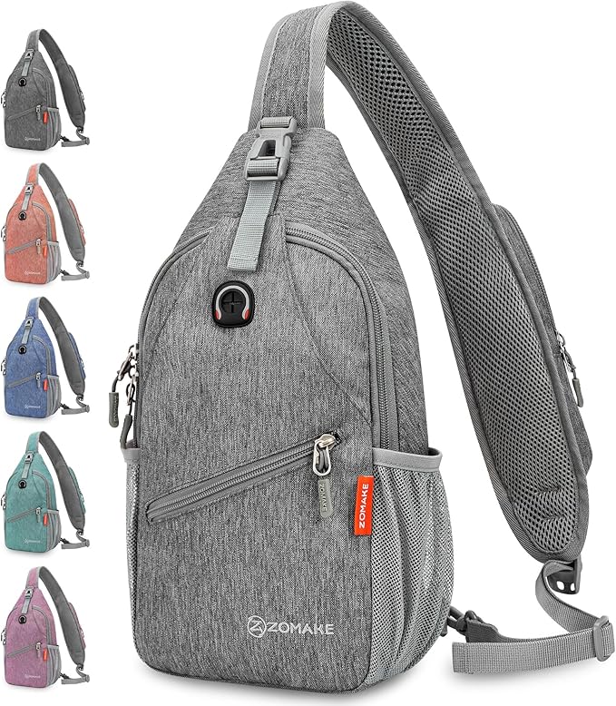 ZOMAKE Sling Bag,Small Crossbody Sling Backpack,Water Resistant Shoulder Daypack for Travel,Anti