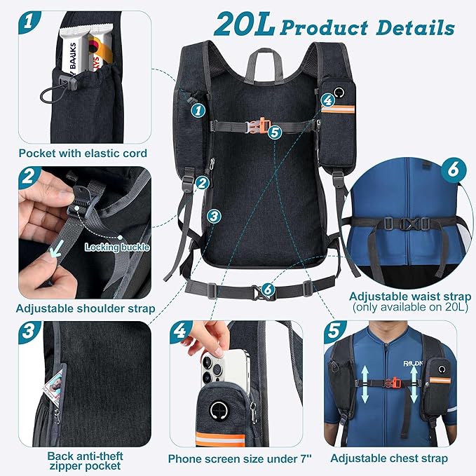 20L Small Hiking Backpack for Men Women Foldable Packable Back Pack Ultralight Hiking Daypack for