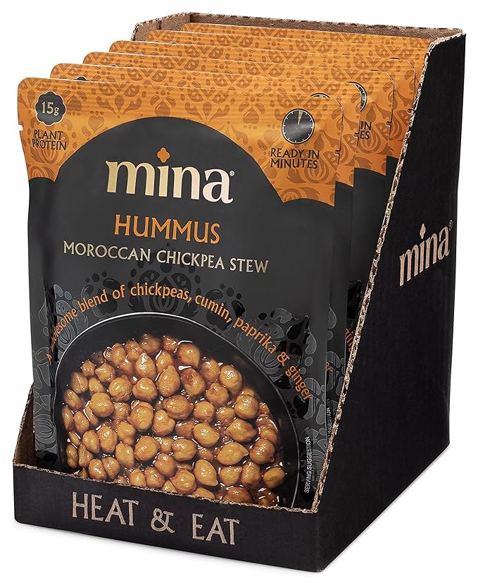 Mina Moroccan Chickpeas, Ready to Eat, Chickpeas High In Plant Based Protein, Vegan, Non-GMO