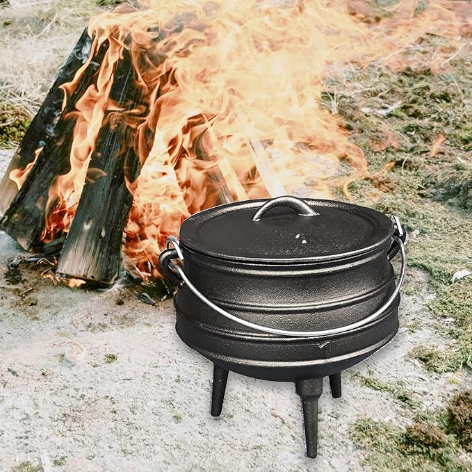 Cuisiland 3.2QT Cast Iron Potjie Cauldron Pot with Lid & 3 Legs – Pre-Seasoned South African-Style