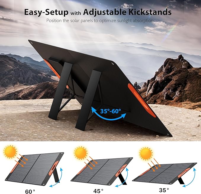 120W Portable Solar Panels for Power Station, 120 Watt ETFE Monocrystalline Foldable 20V DC Output