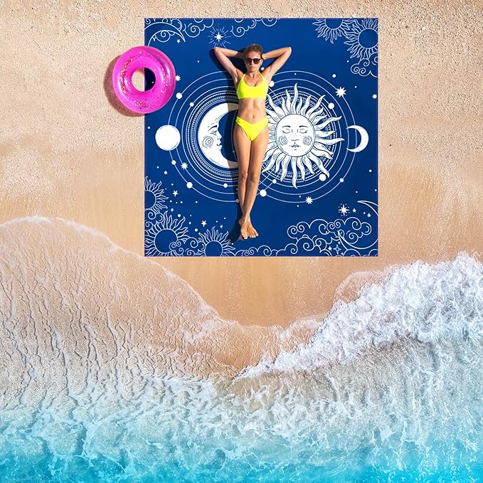 Beach Blanket Waterproof Sandproof Beach Mat 79" X 83"/10'x9'for 2-8 Adults Quick Drying Outdoor
