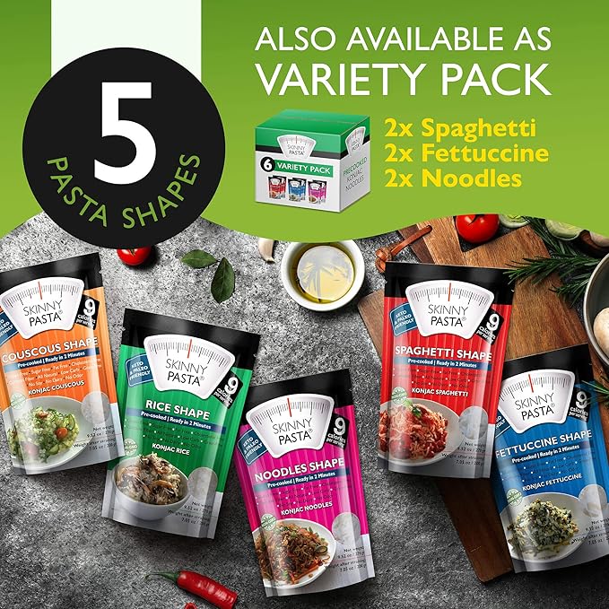 SKINNY PASTA Spaghetti - Healthy Konjac Shirataki Noodles, Low Carb Keto Pasta, Gluten Free, 6 Pack