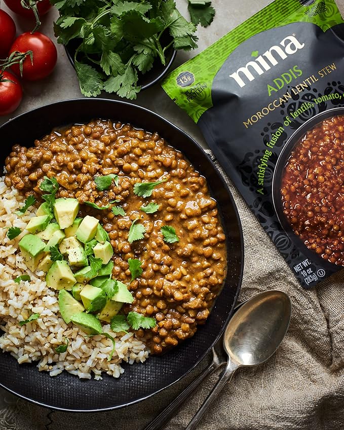 Mina Moroccan Lentils, Ready to Eat, Lentils High In Plant Based Protein, Vegan, Non-GMO, Gluten