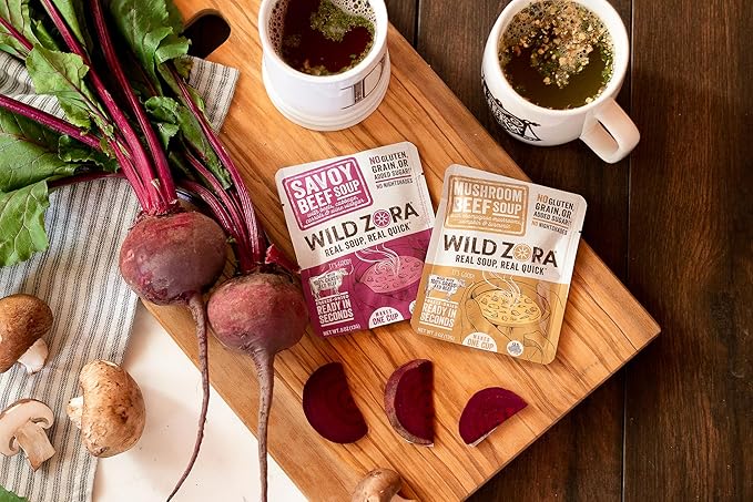 Wild Zora Instant Keto-Friendly Soups 5-Pack Variety, Broth Made with Grass-Fed Beef, Free-Range