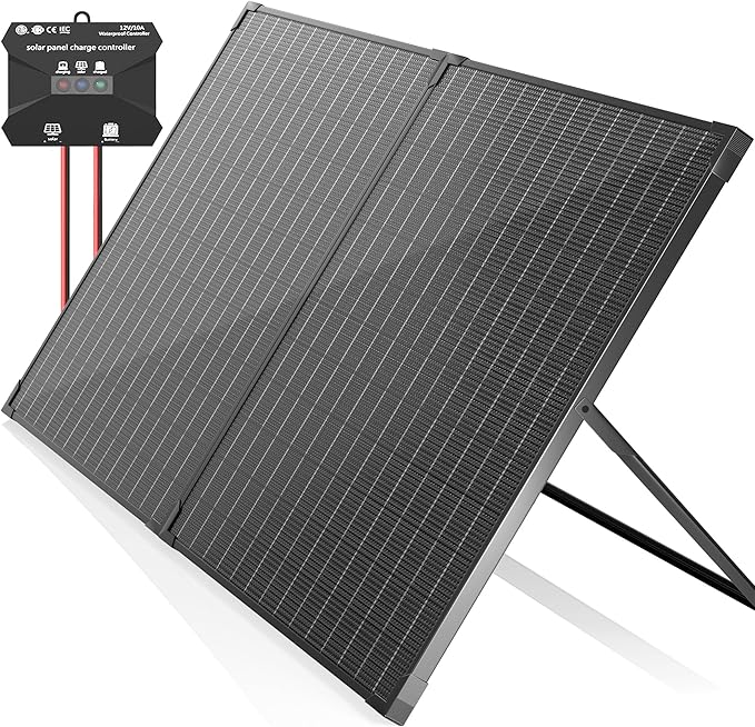 100 Watt 12 Volt Portable Solar Panel with Waterproof 10A Charger Controller, Foldable 100W Solar