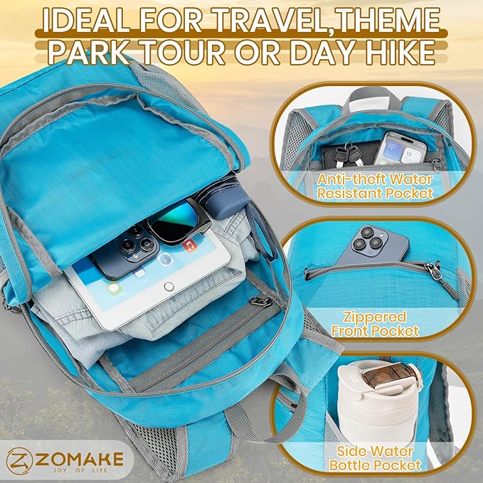ZOMAKE Ultra Lightweight Hiking Backpack 20L - Packable Small Backpacks Water Resistant Daypack for