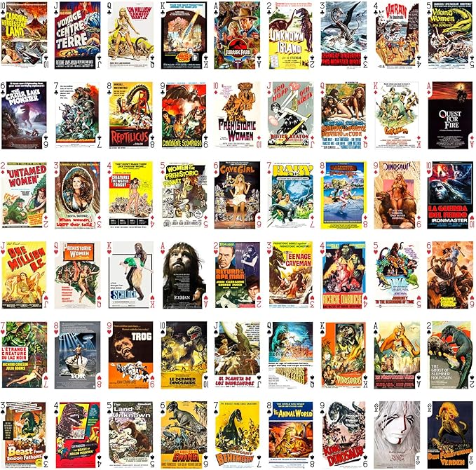 Prehistoric Playing Cards (Poker Deck 54 Cards All Different) Vintage Retro Dinosaur Prehistoric