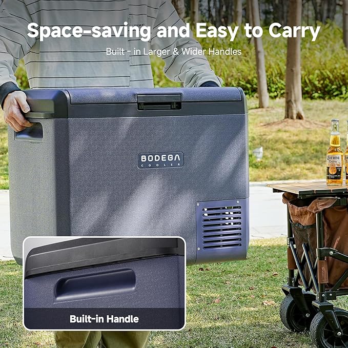 BODEGACOOLER 12v Car Refrigerator, 63QT(60L) IPX4 Waterproof Electric Cooler, APP Control Car