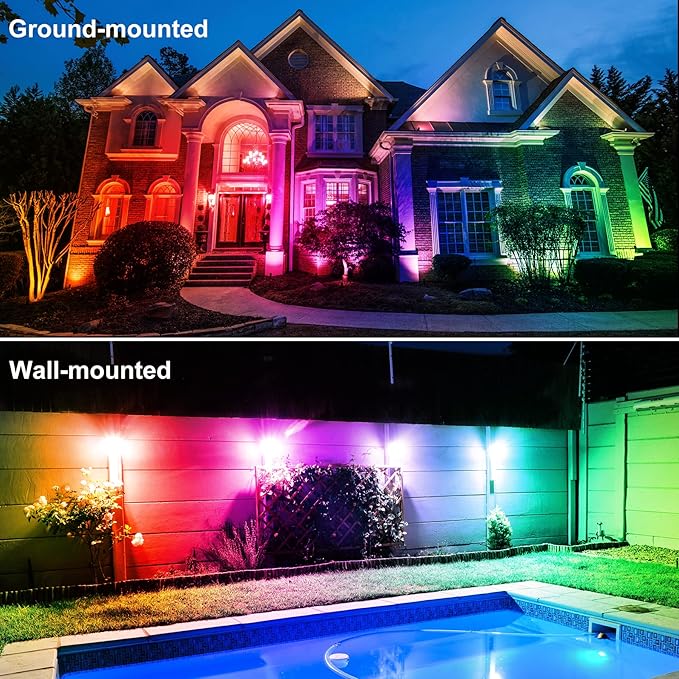 RGBW Color Changing Landscape Lighting,12V Low Voltage Landscape Lights Spotlights with Transformer