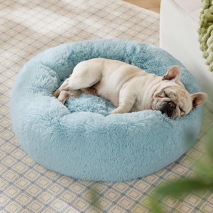 Bedsure Calming Dog Bed for Medium Dogs - Donut Washable Medium Pet Bed, 30 inches Anti-Slip Round