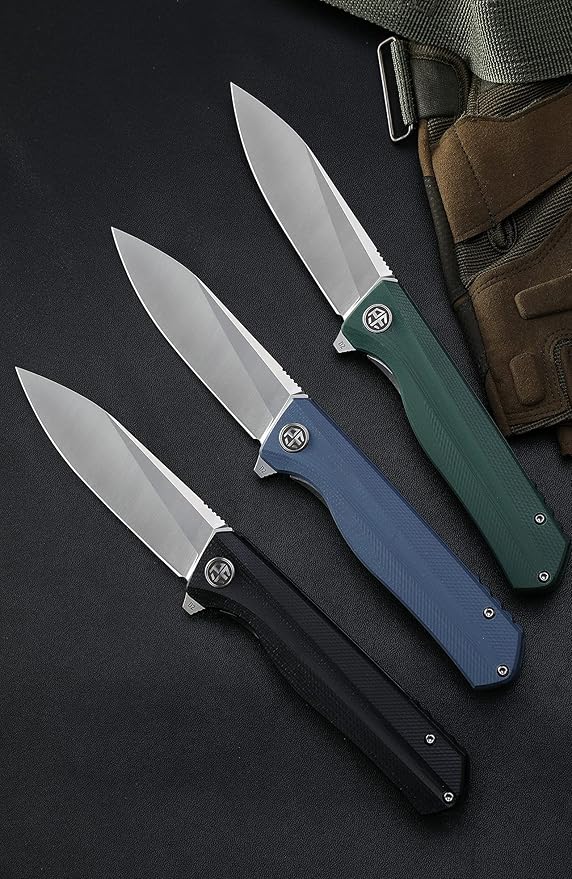 Petrified fish G10 handle D2 steel blade 2CR13 liner ball bearing flipper folding knife camping