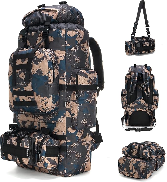 100L Camping Hiking Backpack,Molle military Tactical rucksack backpack,Waterproof Lightweight