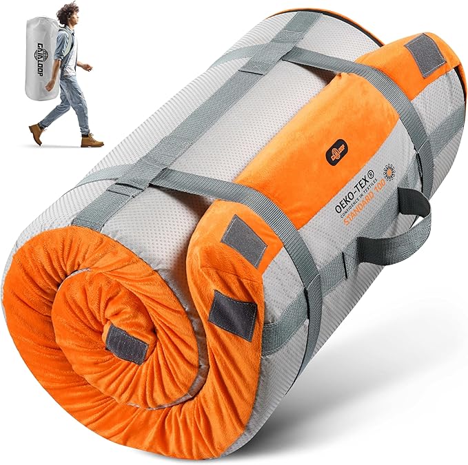3 Inch GAIALOOP Thick Memory Foam Camping Mattress Sleeping Pad [Car/Tent/Cot] Glamping Portable