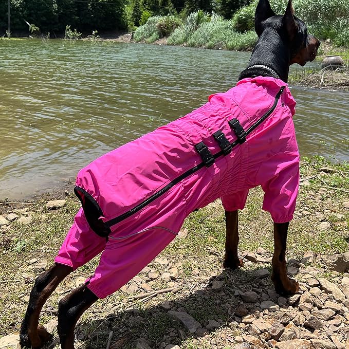 Dogs Waterproof Jacket, Lightweight Waterproof Jacket Reflective Safety Dog Raincoat Windproof