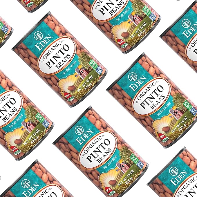 Eden Organic Pinto Beans, 15 oz Can (12-Pack), No Salt Added, Non-GMO, Gluten Free, Vegan, Kosher