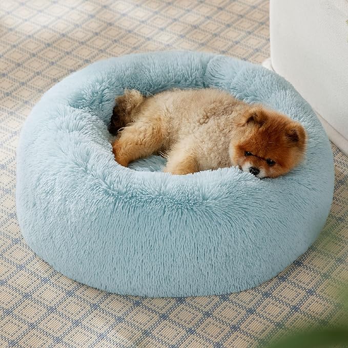 Bedsure Calming Dog Bed for Small Dogs - Donut Washable Small Pet Bed, 23 inches Anti-Slip Round