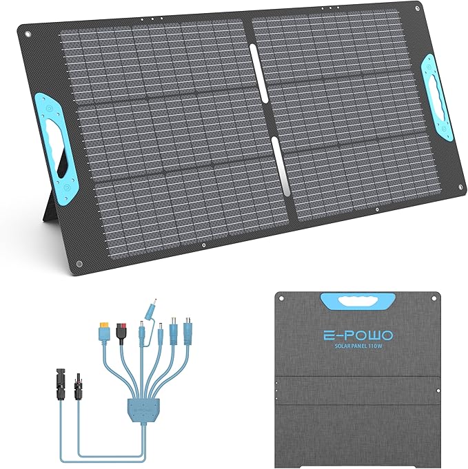 110W Portable Solar Panel for Power Station, 23.5% High Efficiency ETFE Foldable Solar Panels