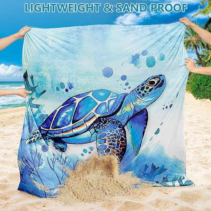 Beach Blanket Waterproof Sandproof Beach Mat 79" X 83"/10'x9'for 2-8 Adults Quick Drying Outdoor