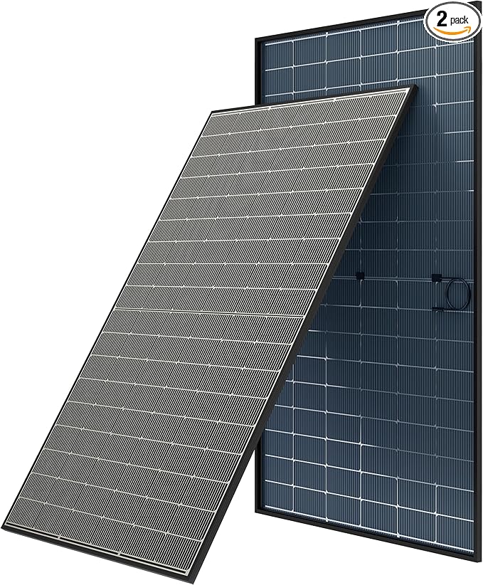 JJN Bifacial 2PCS 400 Watt Solar Panel, N-Type 16BB 400W Solar Panels, 25% High Efficiency