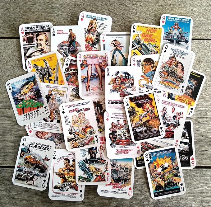 CARSPLOITATION Playing Cards (Poker Deck 54 Cards All Different) Vintage Retro Car Crash Bikers