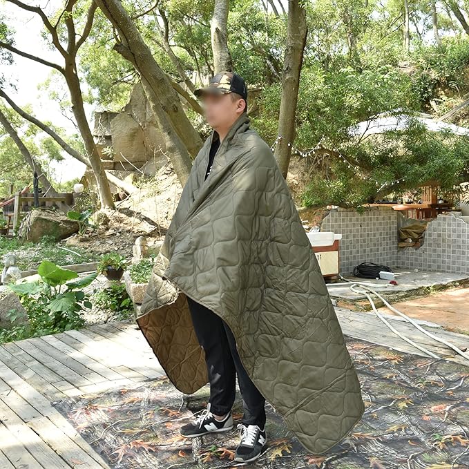 Poncho Liner Military Insulation Outdoor Camping Blanket for Travel, Beach, Grass, Picnic, Car