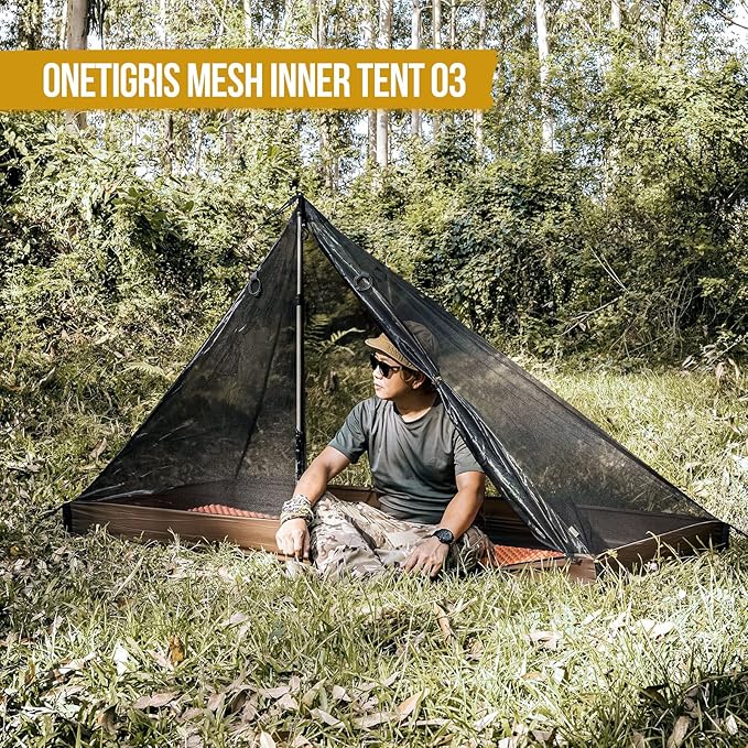 OneTigris Mesh Teepee Tent, Ultralight 1 Person Screen Room with Waterproof Bathtub Floor for