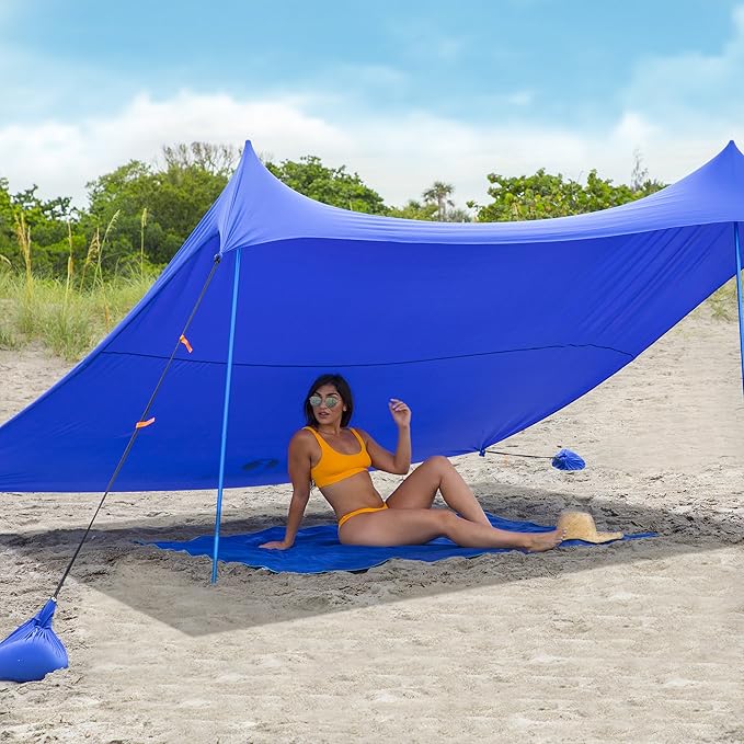 Red Suricata Family Beach Tent & Canopy, UPF50 Sun Shade, Sunshade With 4 Aluminum Poles, 4 Pole