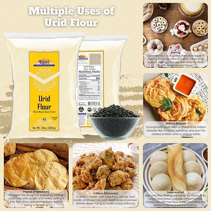 Rani Urid/Urad Flour (Black Matpe Beans Flour) 28oz (1.75lbs) 800g ~ All Natural | Vegan | Gluten