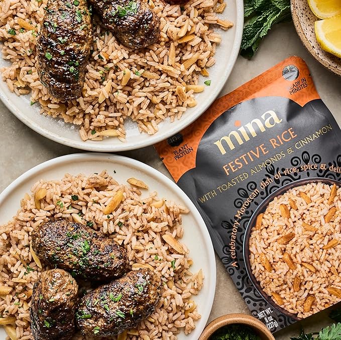 Mina Festive Rice, With Toasted Almonds & Cinnamon, Ready to Eat, Brown Rice, Side Dishes