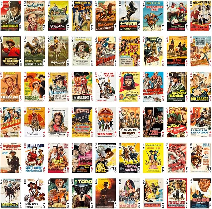Spaghetti Western Playing Cards (Poker Deck 54 Cards All Different) Vintage Western Movie Poster