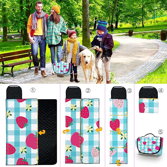 Extra Large Picnic Blanket Waterproof,80"x 80"Foldable Machine Washable Beach Blankets,Outdoor