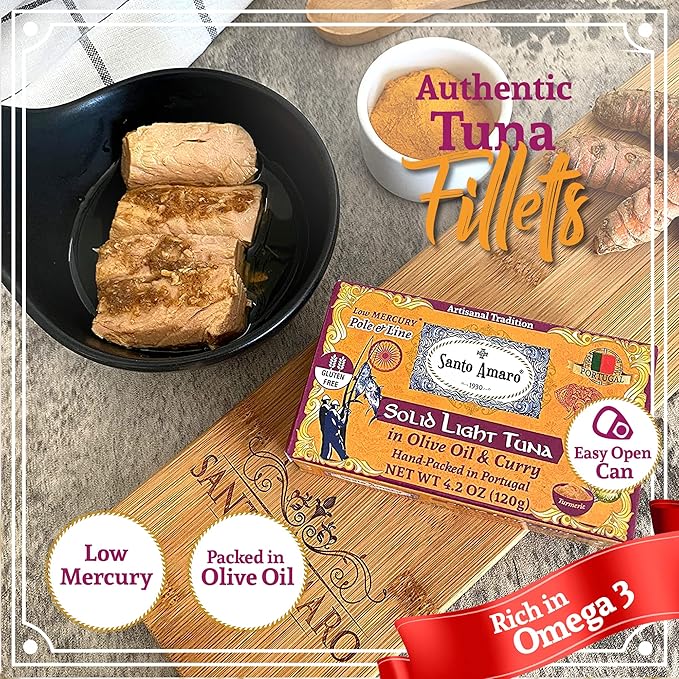 Santo Amaro - Artisanal Wild Tuna Fillets in Olive Oil & Turmeric Curry, Pole & Line Caught from