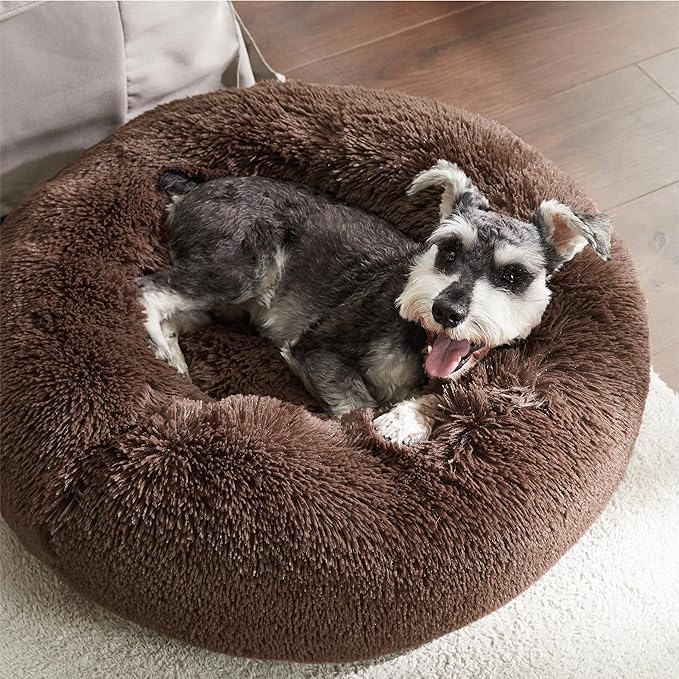 Bedsure Calming Dog Bed for Small Medium Dogs - Donut Washable Medium Pet Bed, 27 inches Anti-Slip