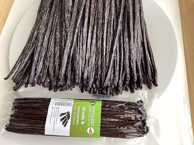 2oz Tahitian Vanilla Beans Grade A for Extract, Cooking and Baking by FITNCLEAN VANILLA| 2 Ounces