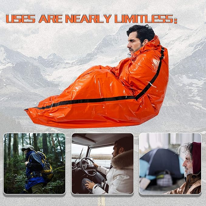 Emergency Sleeping Bag Survival Bivy Sack Use as Emergency Blanket Lightweight Survival Gear for