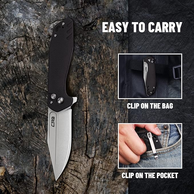 CJRB CUTLERY Folding Knife Riff (J1928) Button Lock Pocket Knife for Men AR-RPM9 Steel Blade and