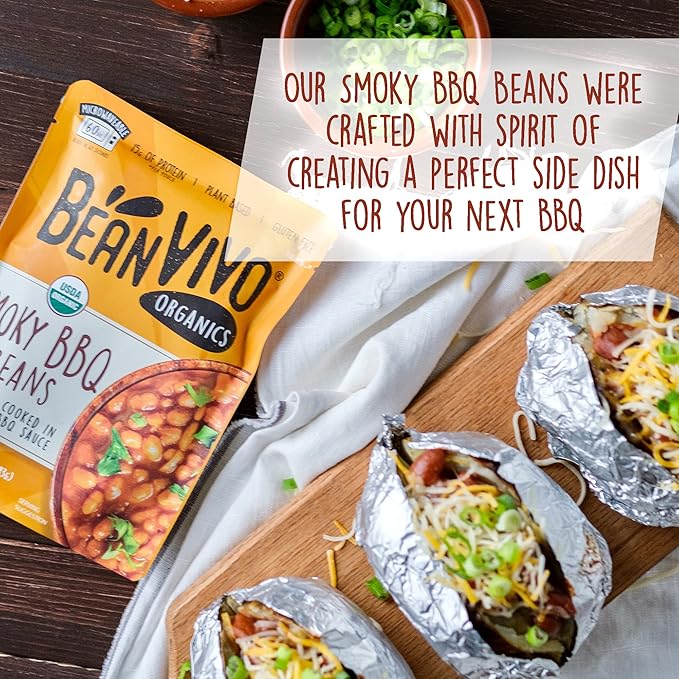 BeanVIVO (Pack of 6) Organics 15g Plant based Protein BBQ Pinto Beans - Good Source of Fiber
