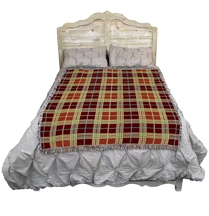 Pure Country Weavers Plaid Blanket Woods - Patterns Gift Tapestry Throw Woven from Cotton - Made in