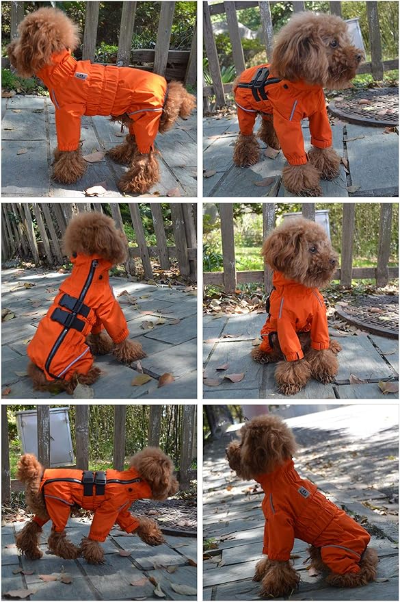 Dogs Waterproof Jacket, Lightweight Waterproof Jacket Reflective Safety Dog Raincoat Windproof