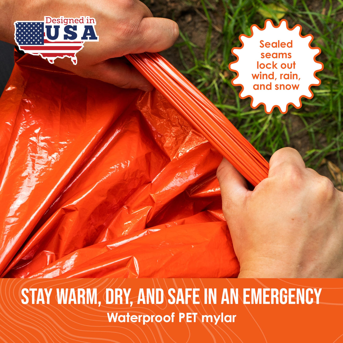 Go Time Gear Lightweight Bivy Sack - Emergency Bivy with 120 dB Whistle & Paracord - Thermal