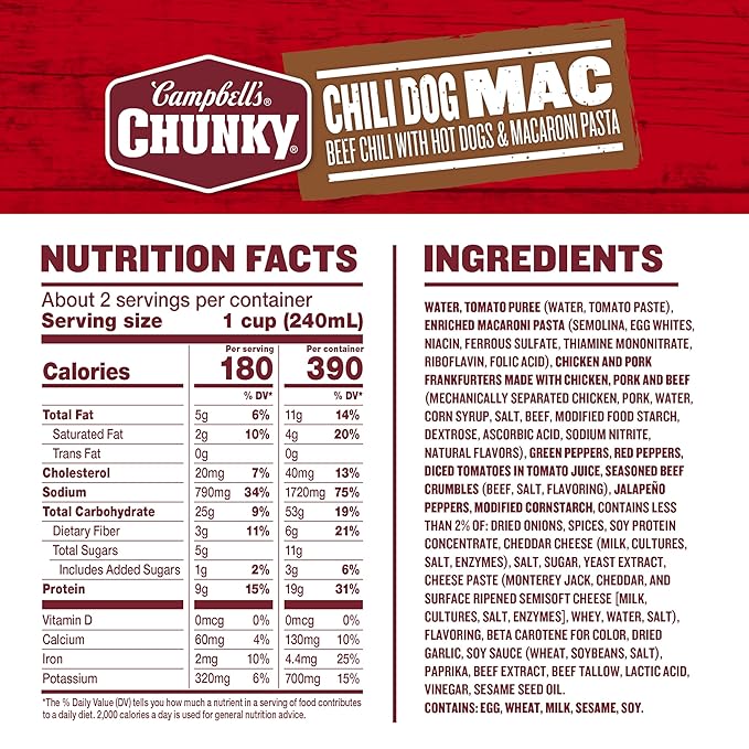 Campbell?™s Chunky Chili Dog Mac Soup, 18.8 oz Can