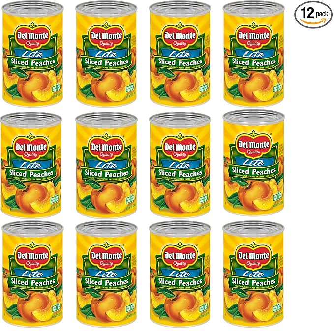 Del Monte Sliced Yellow Canned Peaches in Extra Light Syrup, 15 oz Can (Pack of 12 Cans)