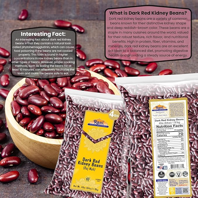 Rani Red Kidney Beans, Dark 64oz (4lbs) 1.81kg Bulk ~ All Natural | Vegan | Gluten Friendly |