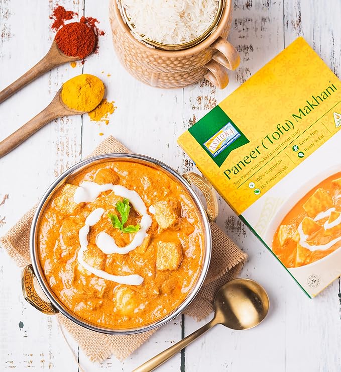 Ashoka Meals 1932, Tofu Curry, Plant-Based Gluten Free Meals, All-Natural, Ready to Heat Paneer