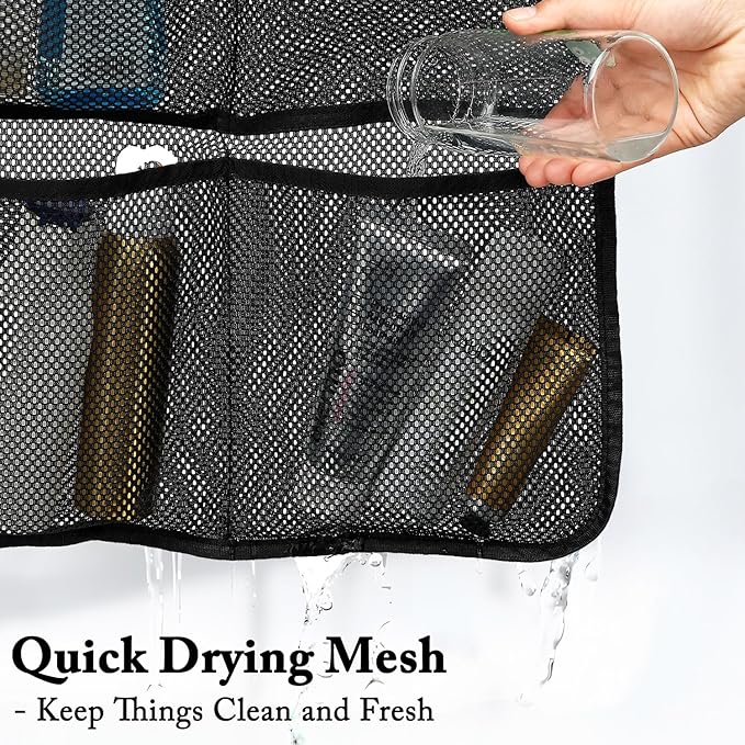 Mesh Shower Caddy Hanging, Quick-Drying Shower Organizer with 7 Pockets, Portable Bathroom