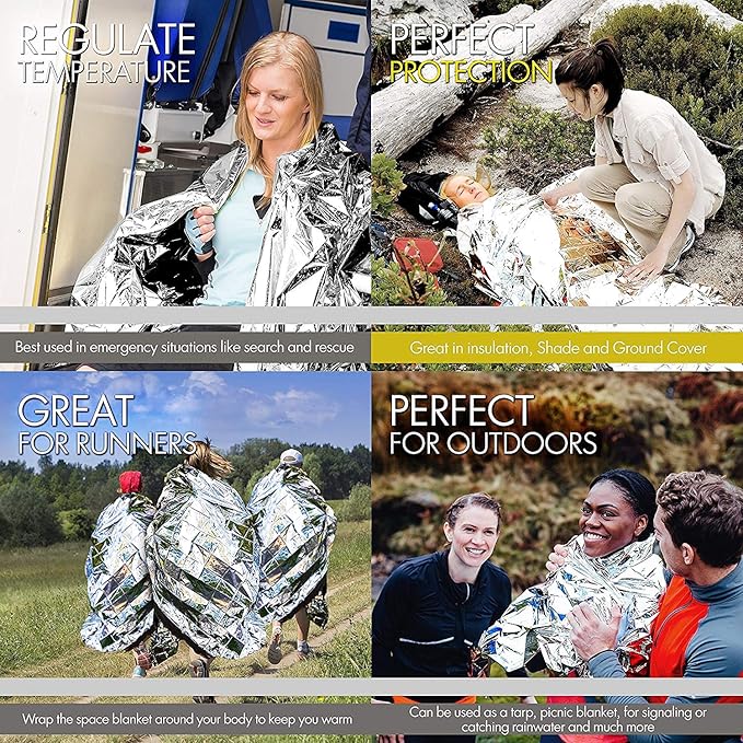 EVERLIT Survival Emergency Mylar Thermal Blankets -Space Blanket Survival kit Camping Blanket