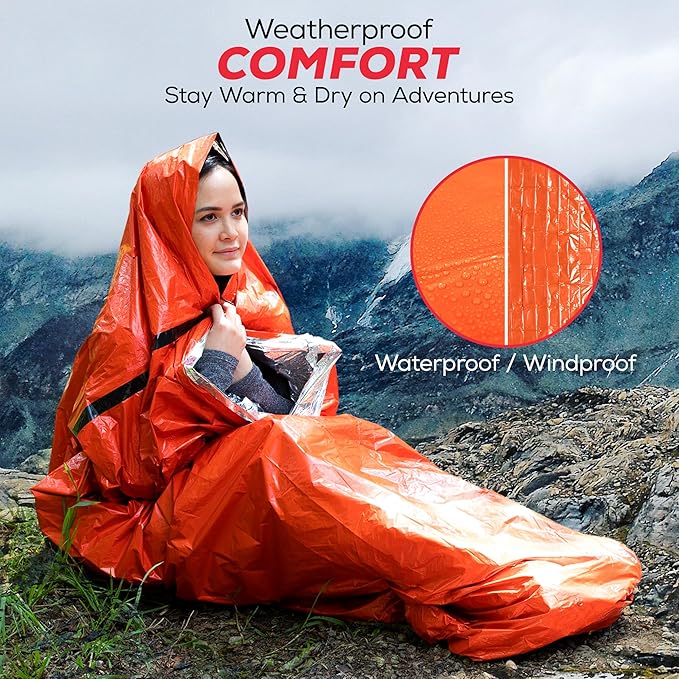 Emergency Sleeping Bag 3 Pack | for Survival Gear and Supplies Life Bivy Sack Waterproof Mylar
