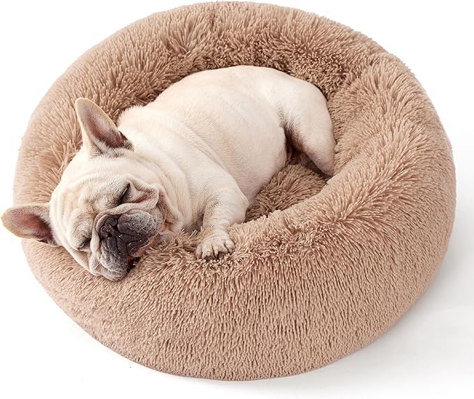 Bedsure Calming Dog Bed Medium Large Size Dogs - Donut Washable Large Pet Bed, 33 inches Anti-Slip